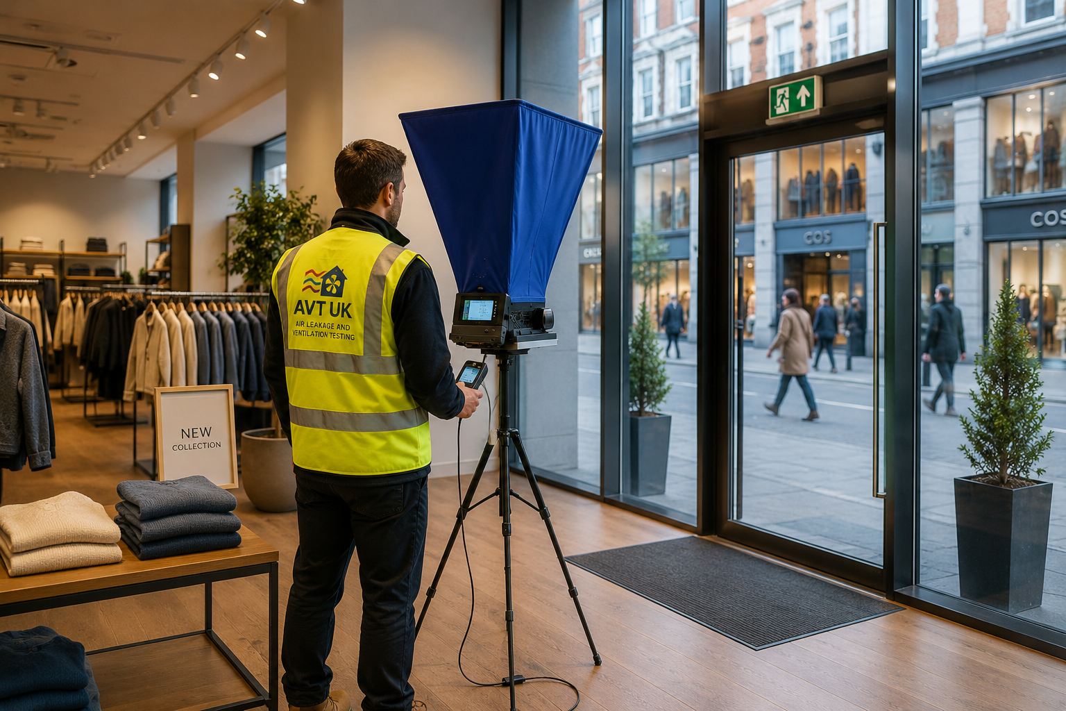 Air testing in modern clothing store Air testing in modern clothing store